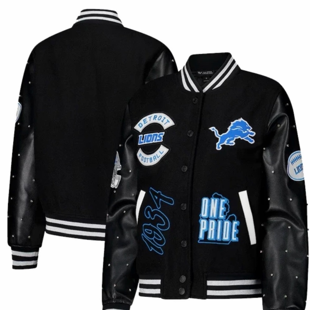 Detroit Lions Varsity Jacket - with Rhinestones